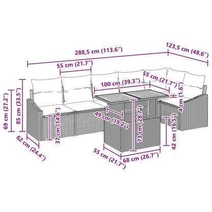 Tuin Eetset met kussen 7 pcs Zwart en Blauwgroen