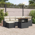 Tuinset 7-delig poly rattan acaciahout zwart crème