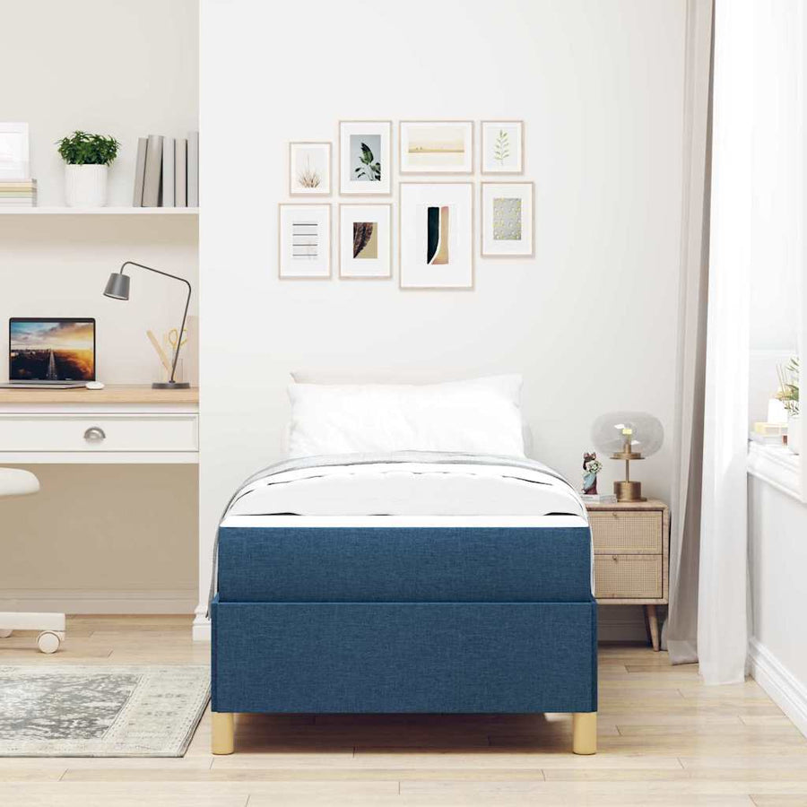 Boxspring bed Anders Blauw en Wit 100 x 200 cm Schuim