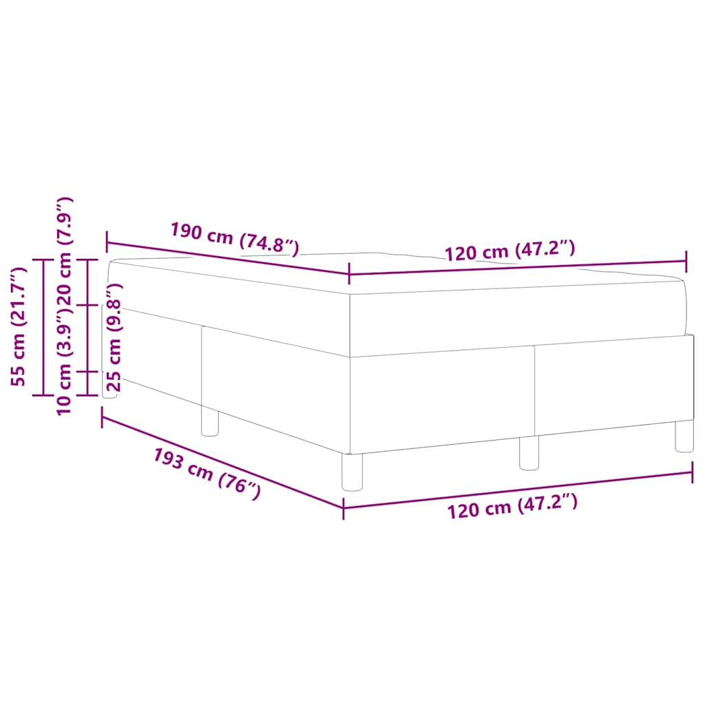 Boxspring bed Anders Lichtgrijs en Wit 120 x 190 cm Stof