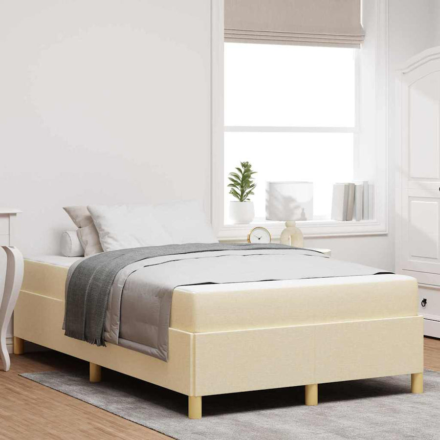 Boxspring Bed Met Matras Wit En Polyester 120 x 190 cm Crème