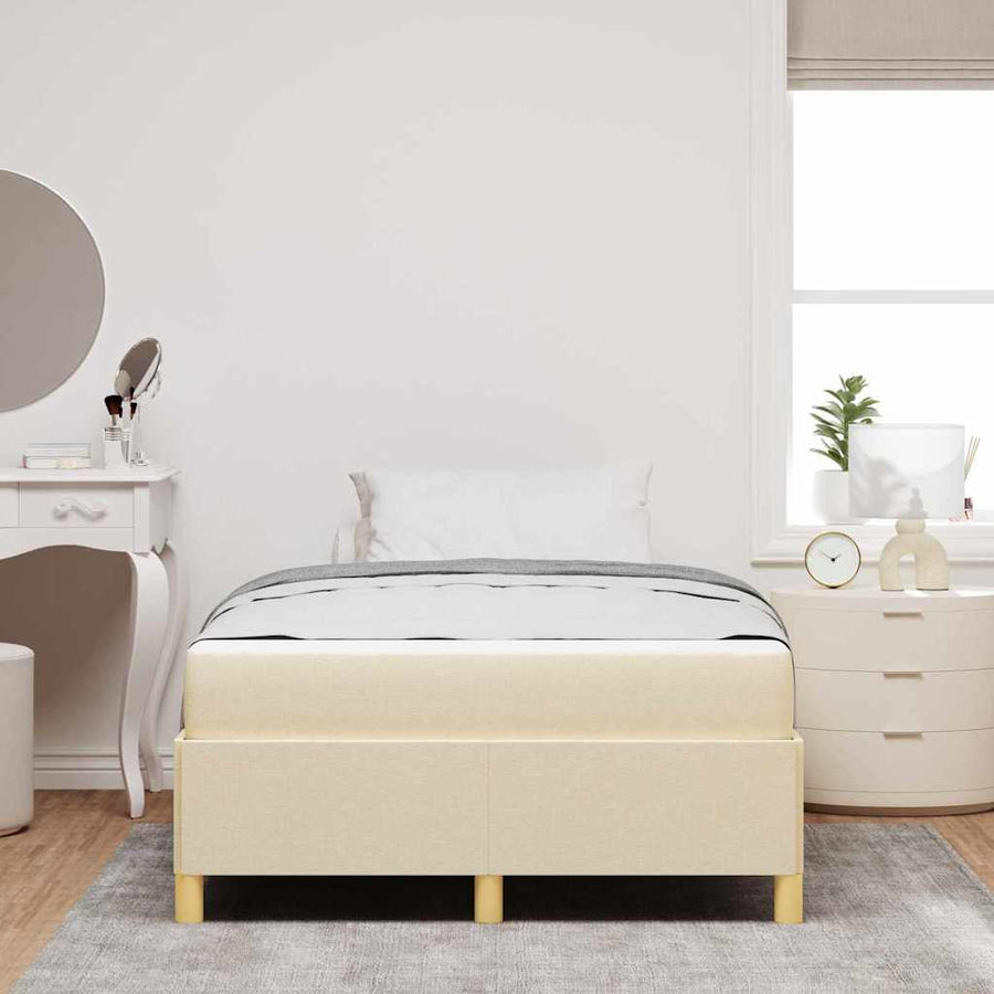 Boxspring Bed Met Matras Wit En Polyester 120 x 190 cm Crème