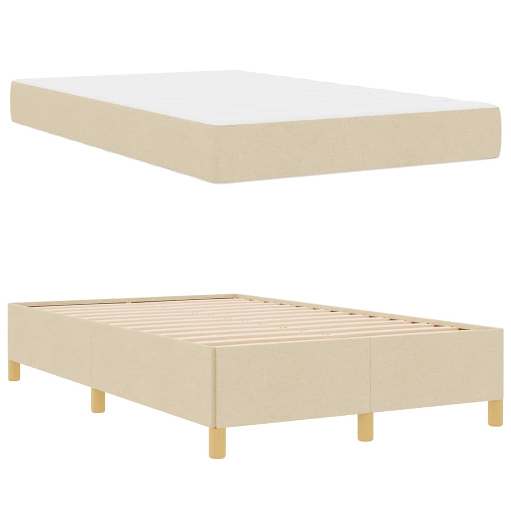 Boxspring Bed Met Matras Wit En Polyester 120 x 190 cm Crème