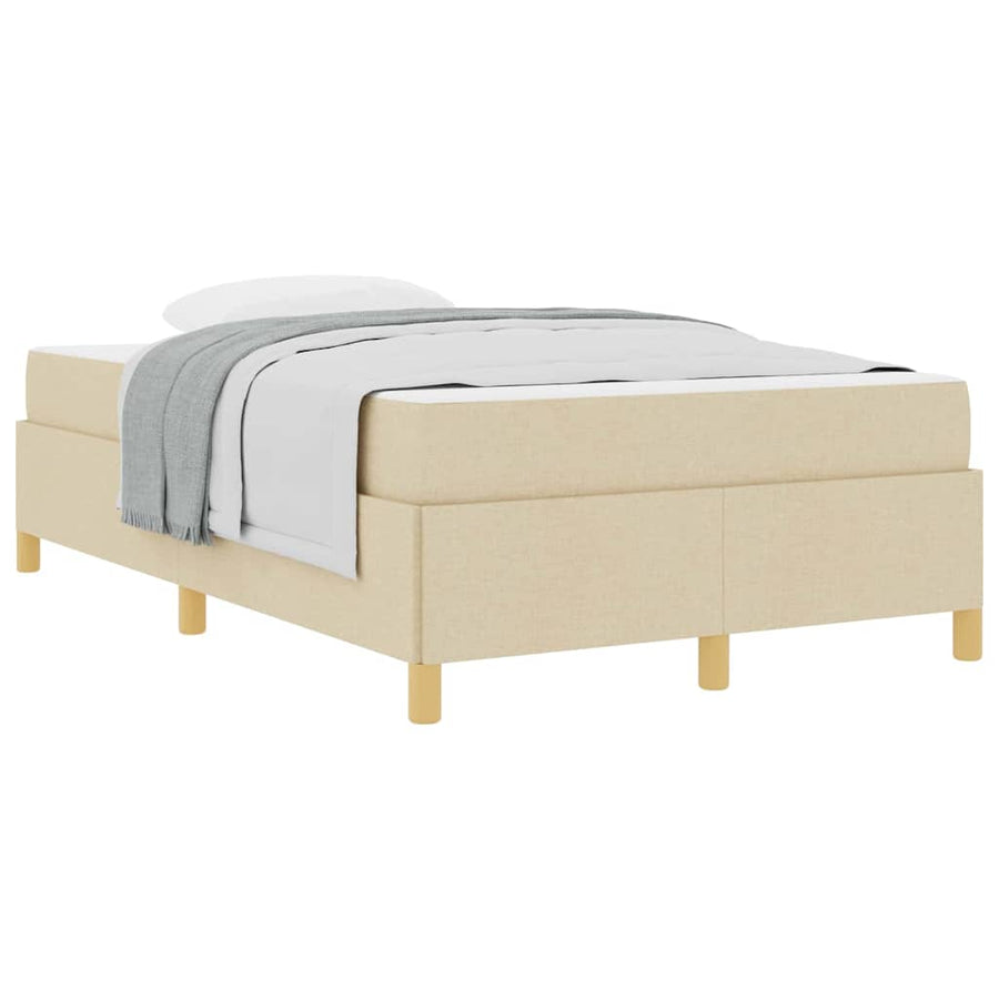 Boxspring Bed Met Matras Wit En Polyester 120 x 190 cm Crème