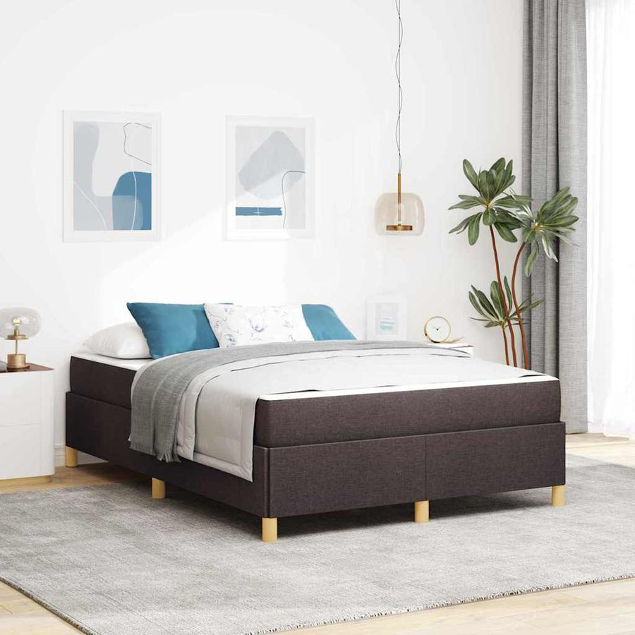 Boxspring bed Anders Donkerbruin en Wit 140 x 190 cm Stof
