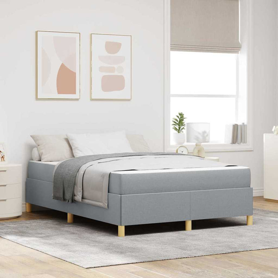 Boxspring bed Lichtgrijs en Wit en Lichtgrijs 140 x 200 cm Stof
