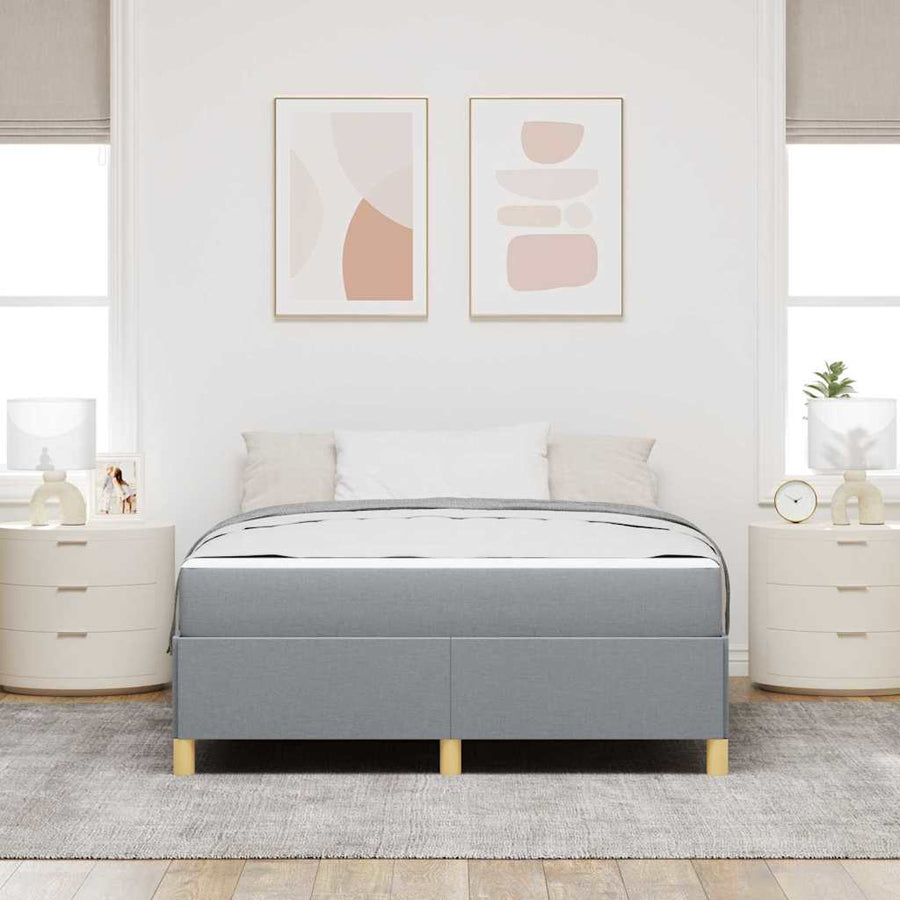 Boxspring bed Lichtgrijs en Wit en Lichtgrijs 140 x 200 cm Stof