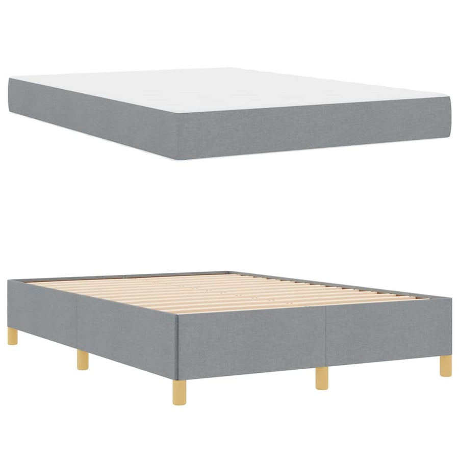 Boxspring bed Lichtgrijs en Wit en Lichtgrijs 140 x 200 cm Stof