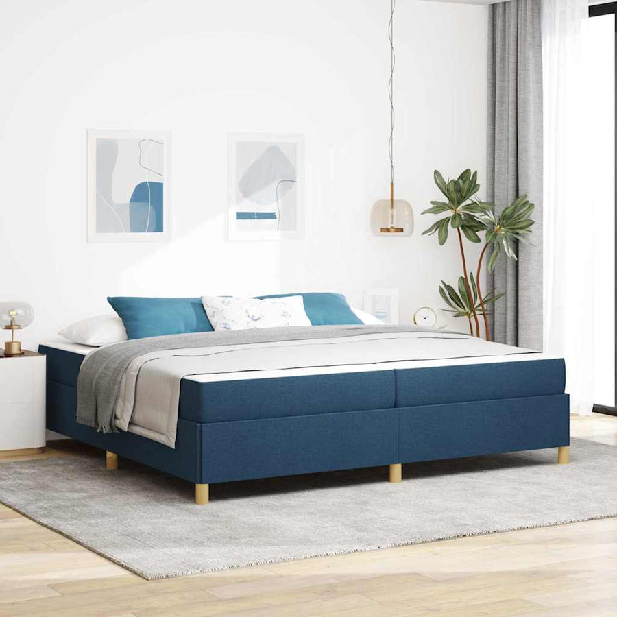 Boxspring bed Blauw en Donkerblauw en Wit 200 x 200 cm Stof