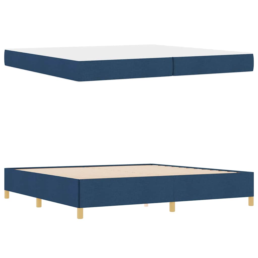 Boxspring bed Blauw en Donkerblauw en Wit 200 x 200 cm Stof