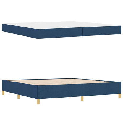 Boxspring bed Blauw en Donkerblauw en Wit 200 x 200 cm Stof