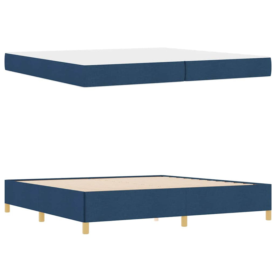 Boxspring bed Blauw en Donkerblauw en Wit 200 x 200 cm Stof