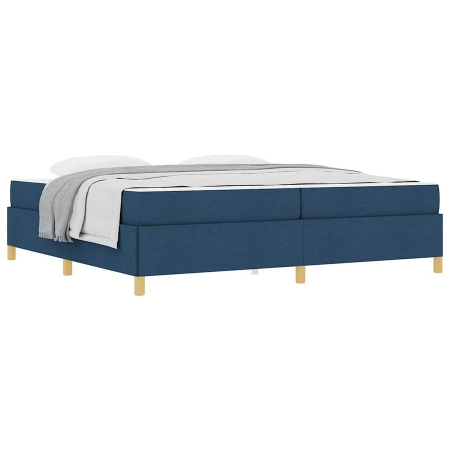 Boxspring bed Blauw en Donkerblauw en Wit 200 x 200 cm Stof