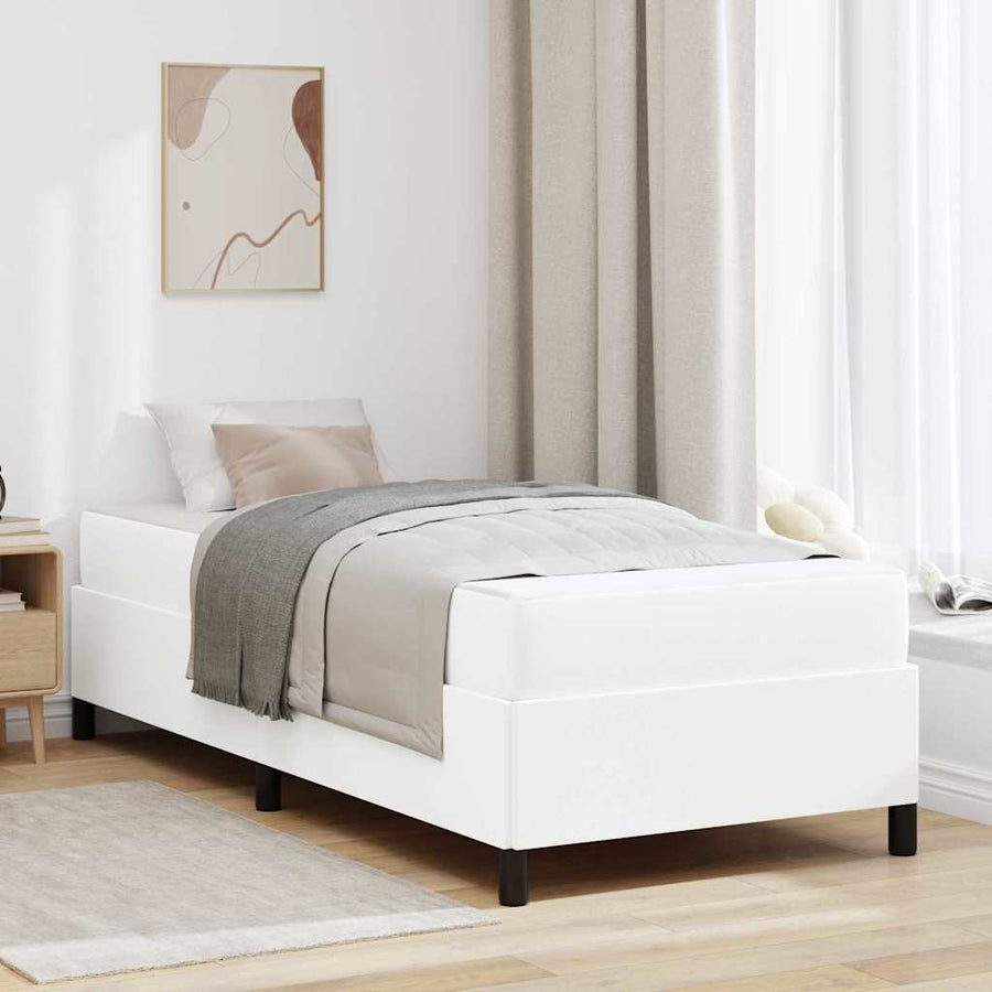 Bedframe met matras Wit 90 x 190 cm Kunstleer