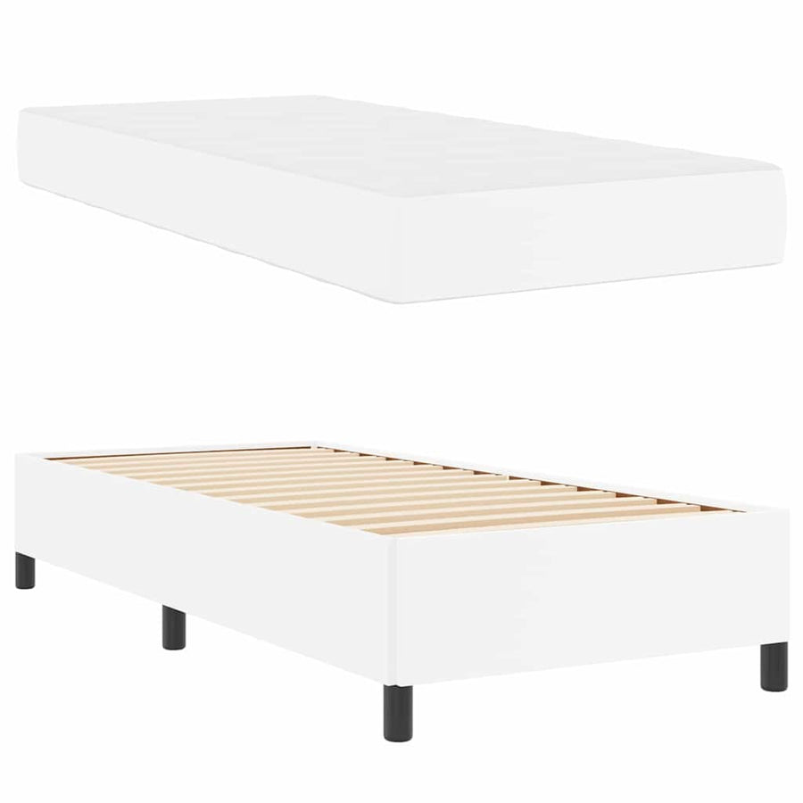 Bedframe met matras Wit 90 x 200 cm Kunstleer
