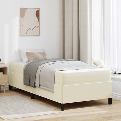 Bedframe met matras Crème 90 x 200 cm Kunstleer