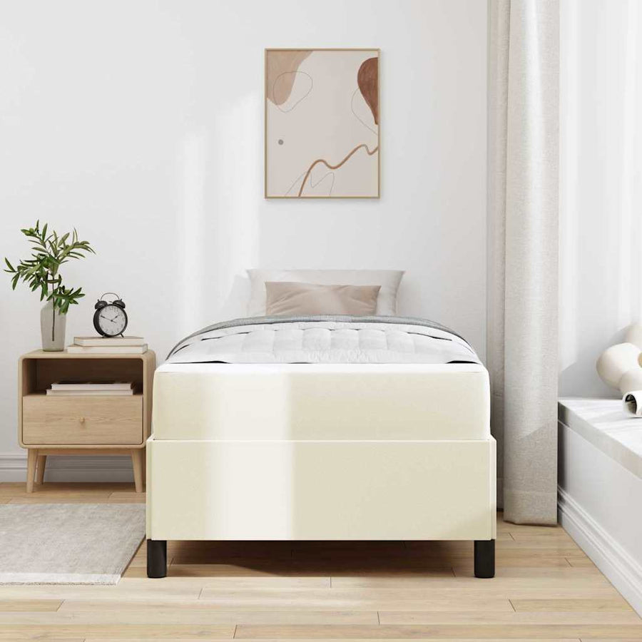 Bedframe met matras Crème 90 x 200 cm Kunstleer