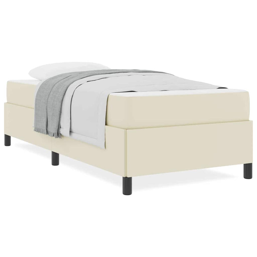 Bedframe met matras Crème 90 x 200 cm Kunstleer