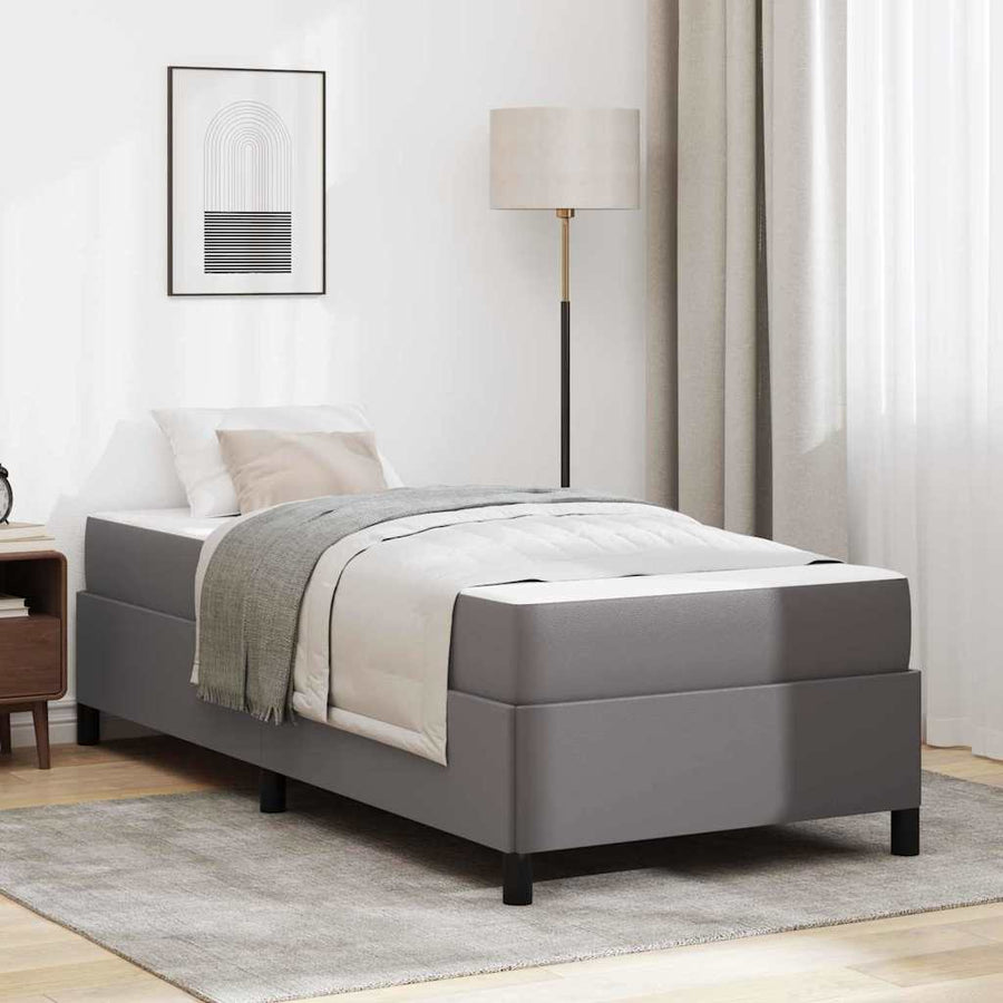 Bedframe met matras Grijs 100 x 200 cm Kunstleer