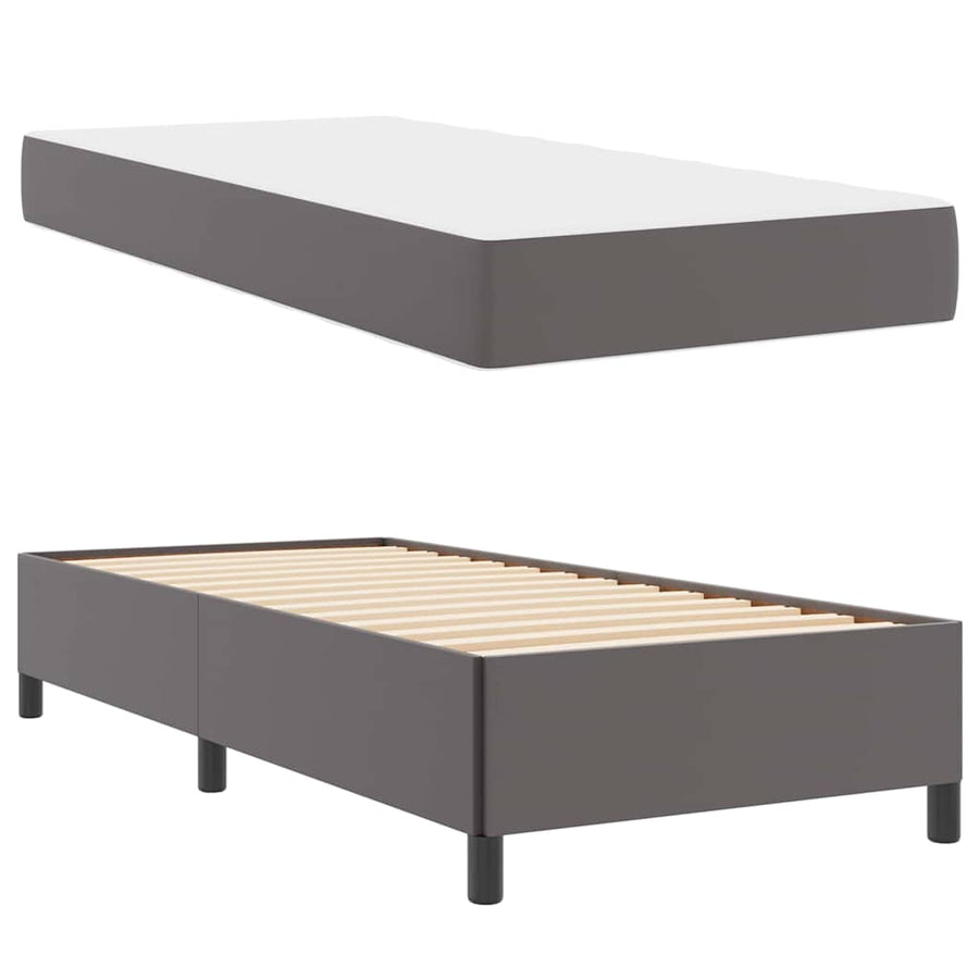 Bedframe met matras Grijs 100 x 200 cm Kunstleer