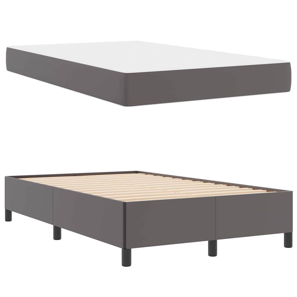 Bedframe met matras Grijs 120 x 190 cm Kunstleer