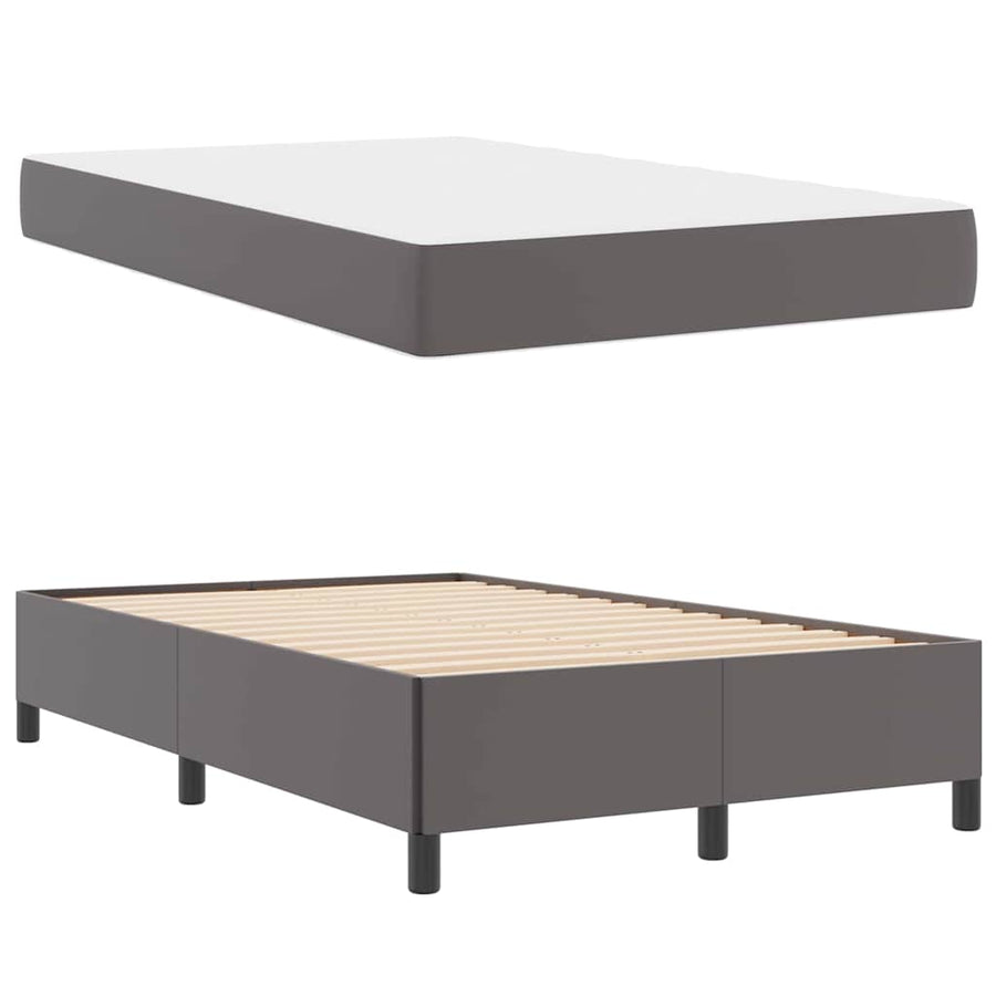 Bedframe met matras Grijs 120 x 200 cm Kunstleer