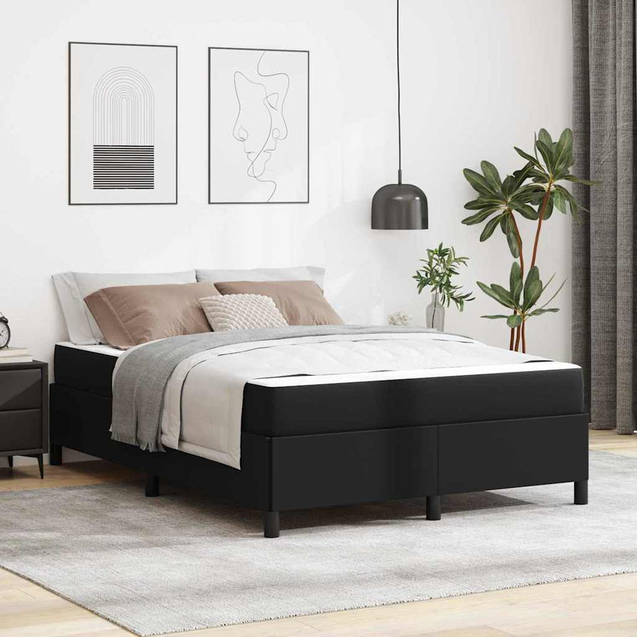 Bedframe met matras Zwart 140 x 190 cm Kunstleer