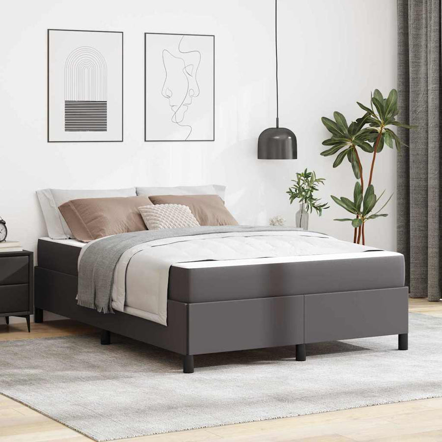 Bedframe met matras Grijs 140 x 190 cm Kunstleer