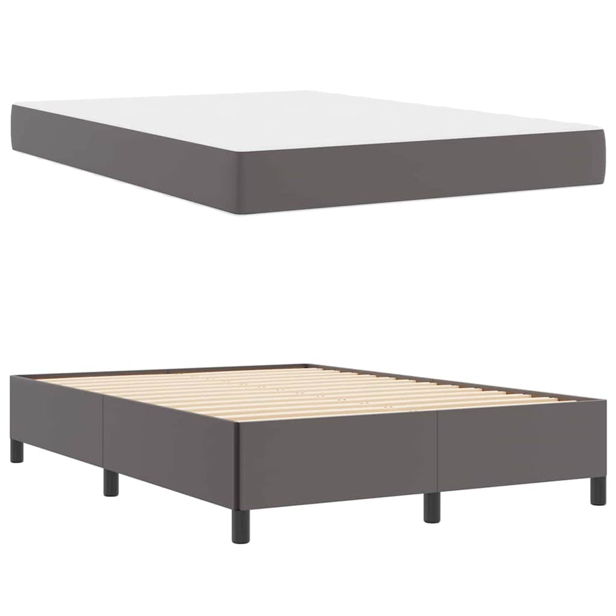 Bedframe met matras Grijs 140 x 190 cm Kunstleer