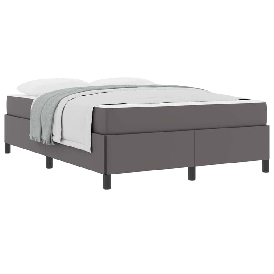 Bedframe met matras Grijs 140 x 190 cm Kunstleer
