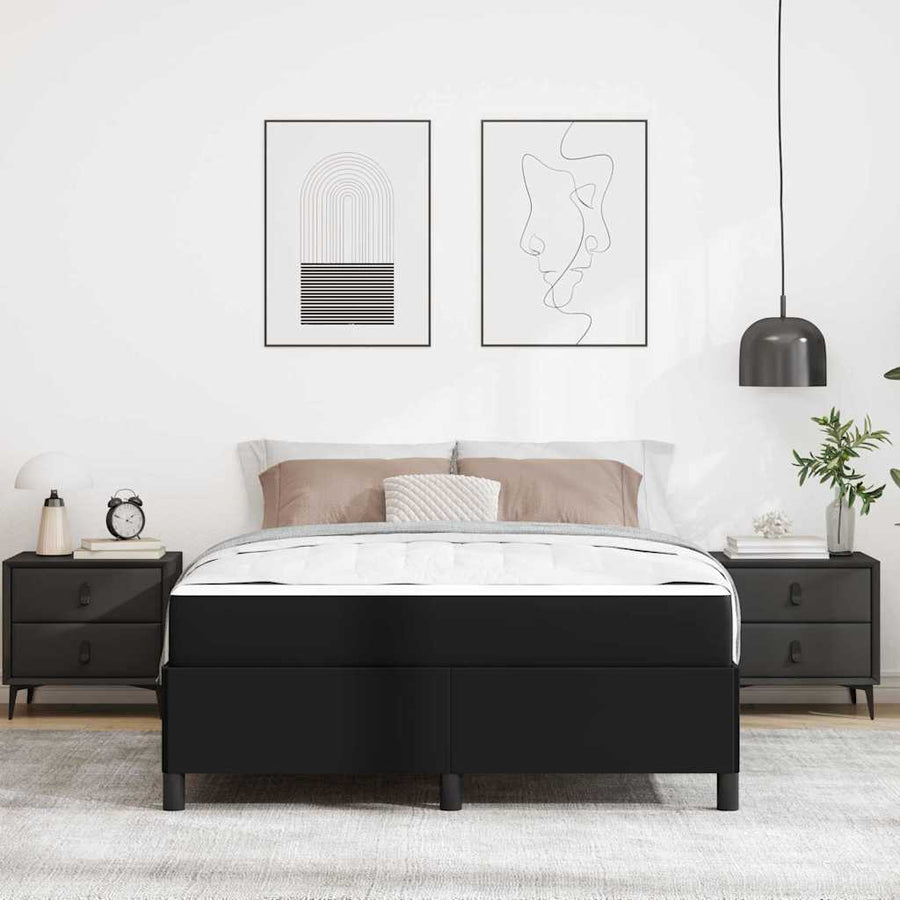 Bedframe met matras Zwart 140 x 200 cm Kunstleer