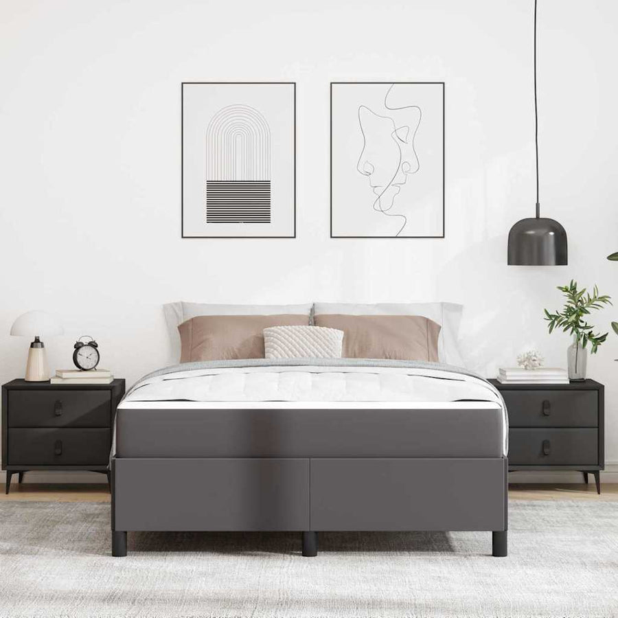Bedframe met matras Grijs 140 x 200 cm Kunstleer