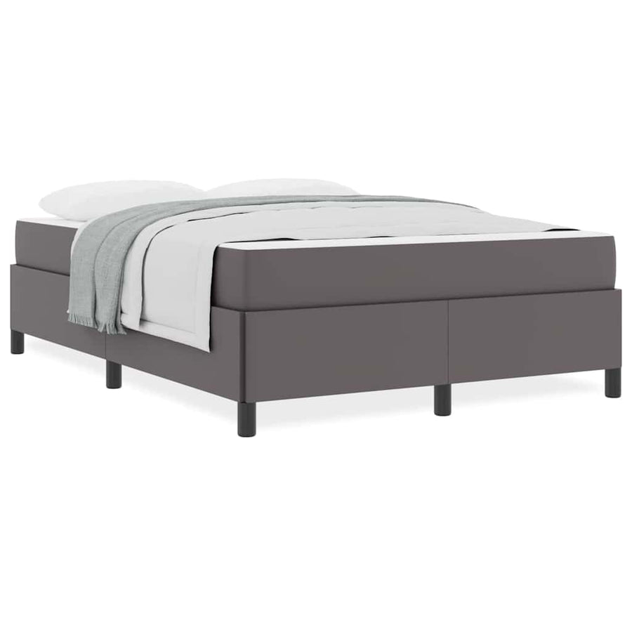 Bedframe met matras Grijs 140 x 200 cm Kunstleer