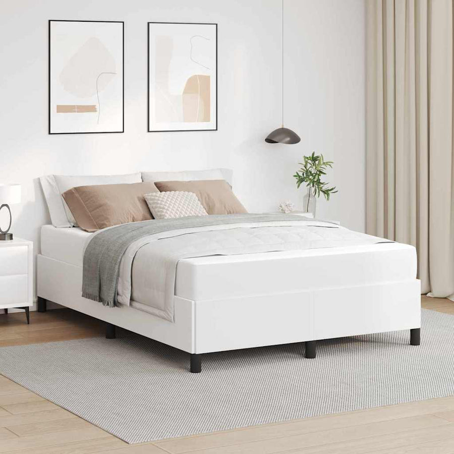Bedframe met matras Wit 160 x 200 cm Kunstleer