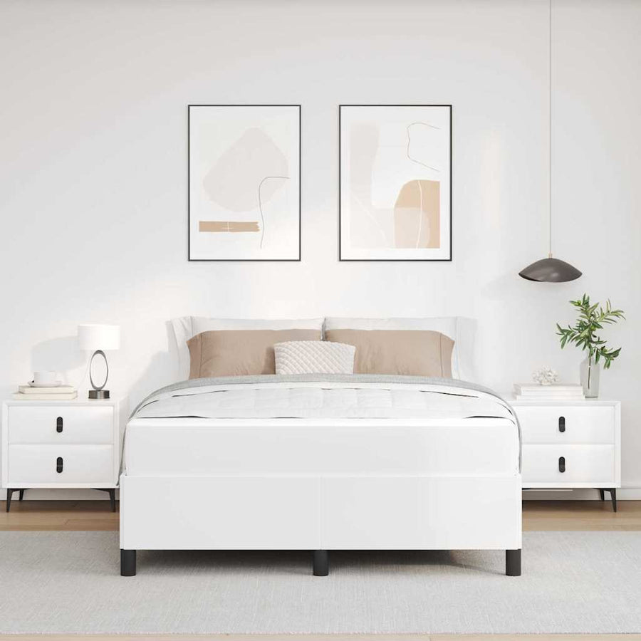 Bedframe met matras Wit 160 x 200 cm Kunstleer