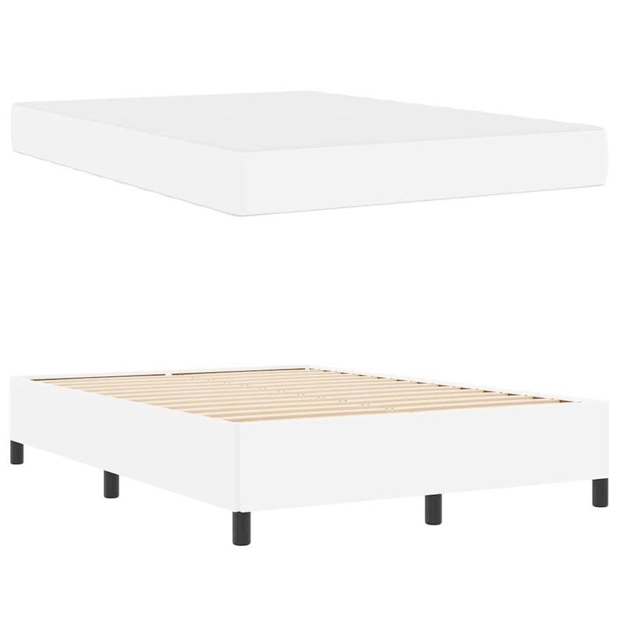 Bedframe met matras Wit 160 x 200 cm Kunstleer