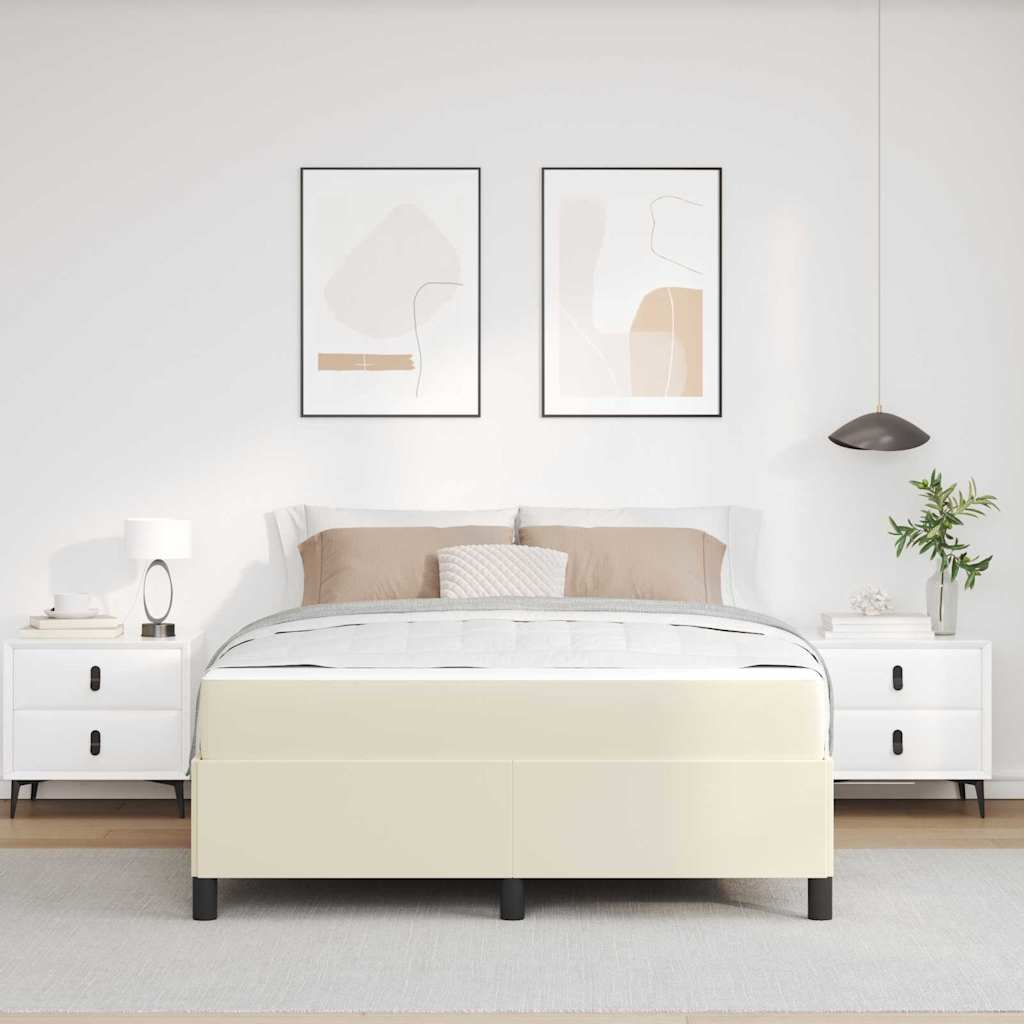 Bedframe met matras Crème 160 x 200 cm Stof