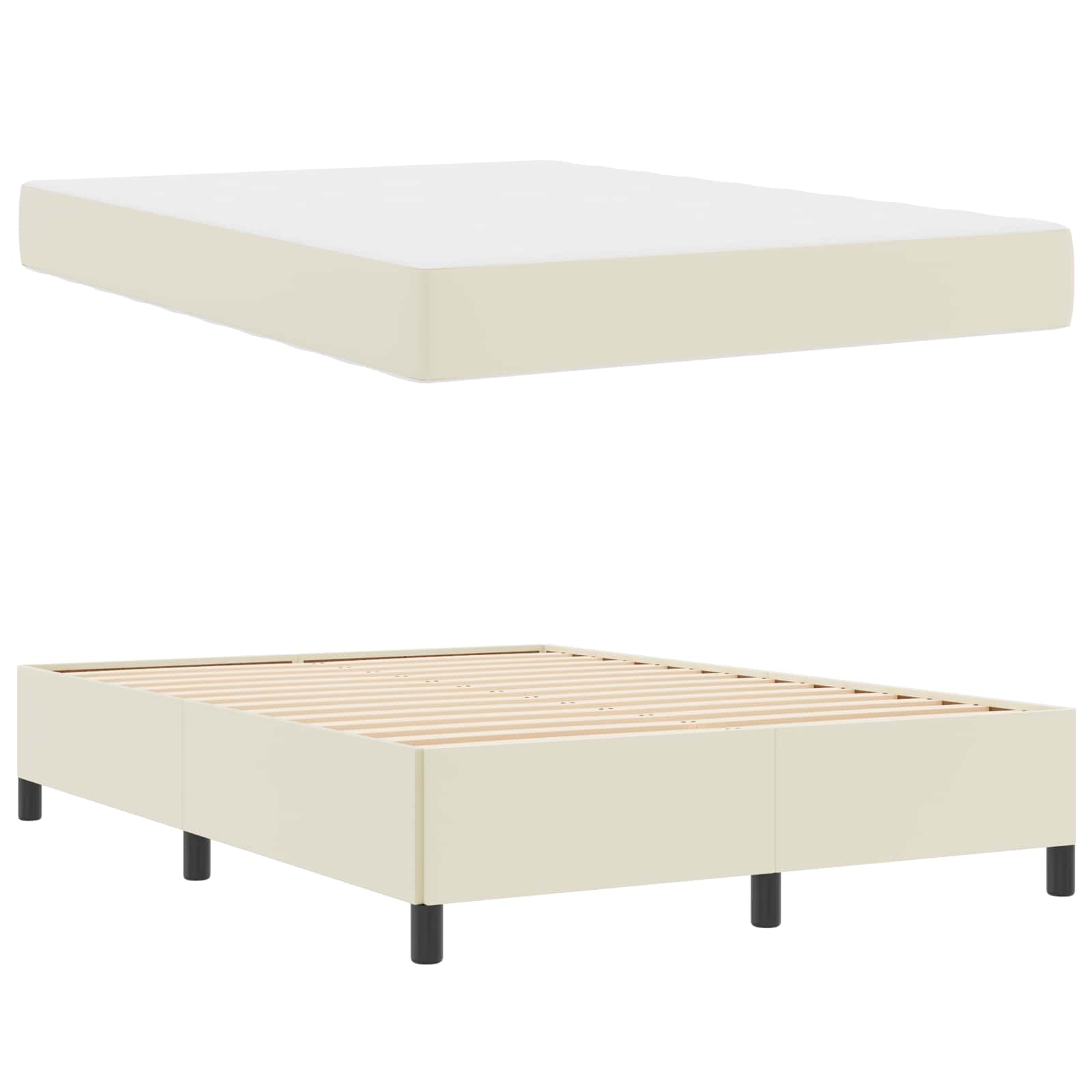 Bedframe met matras Crème 160 x 200 cm Stof