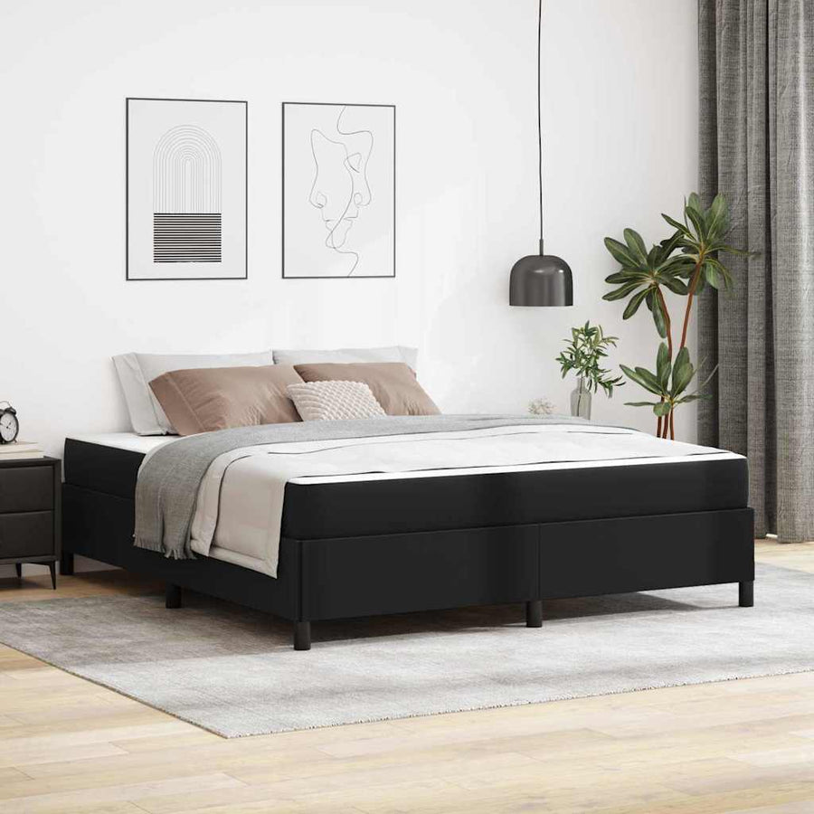 Bedframe met matras Zwart 180 x 200 cm Kunstleer