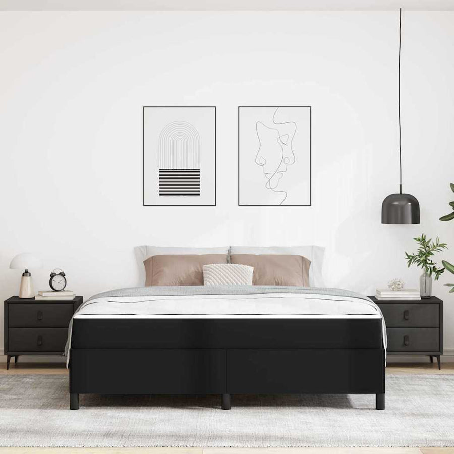 Bedframe met matras Zwart 180 x 200 cm Kunstleer