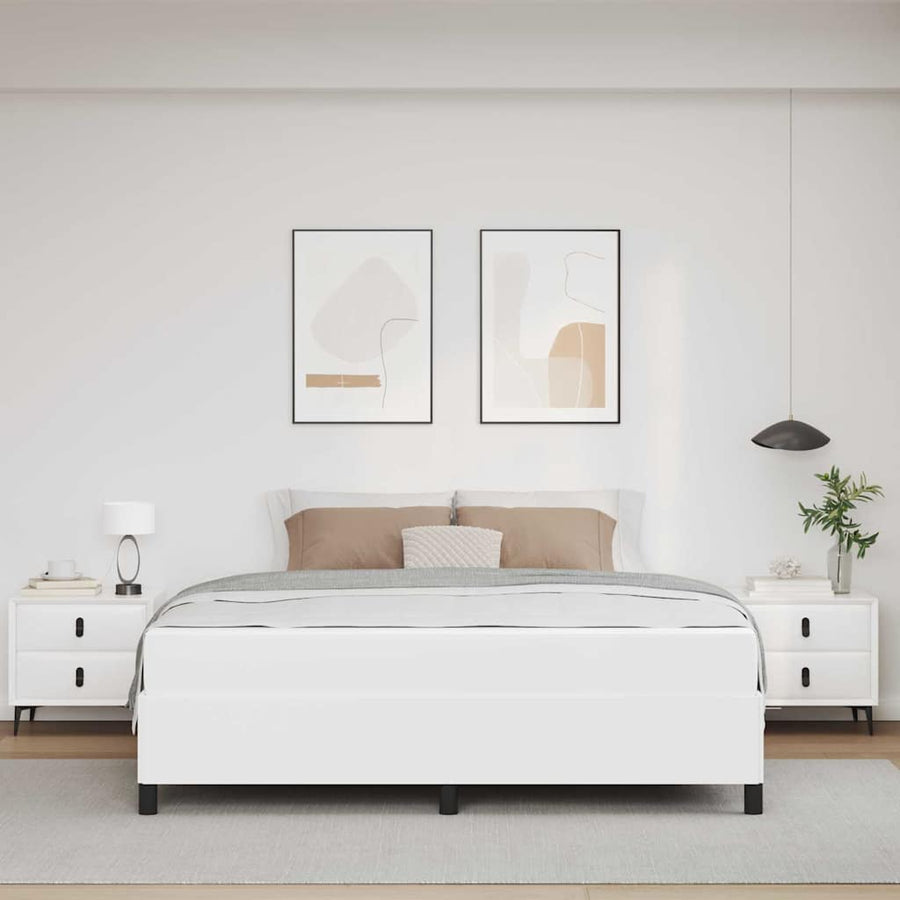Bedframe met matras Wit 180 x 200 cm Kunstleer