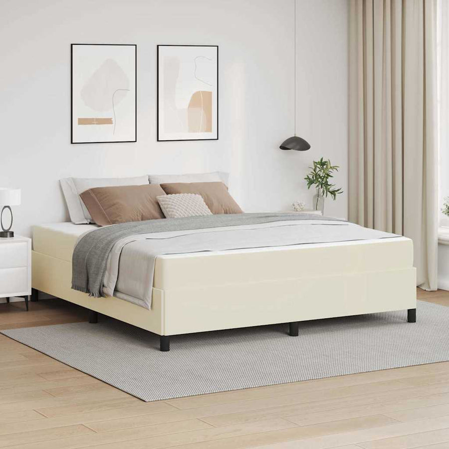 Bedframe met matras Crème 180 x 200 cm Stof