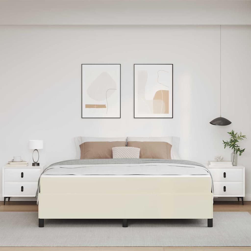 Bedframe met matras Crème 180 x 200 cm Stof