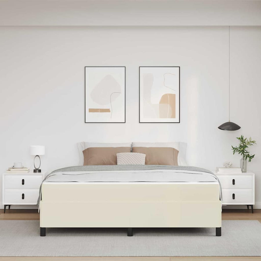Bedframe met matras Crème 180 x 200 cm Stof