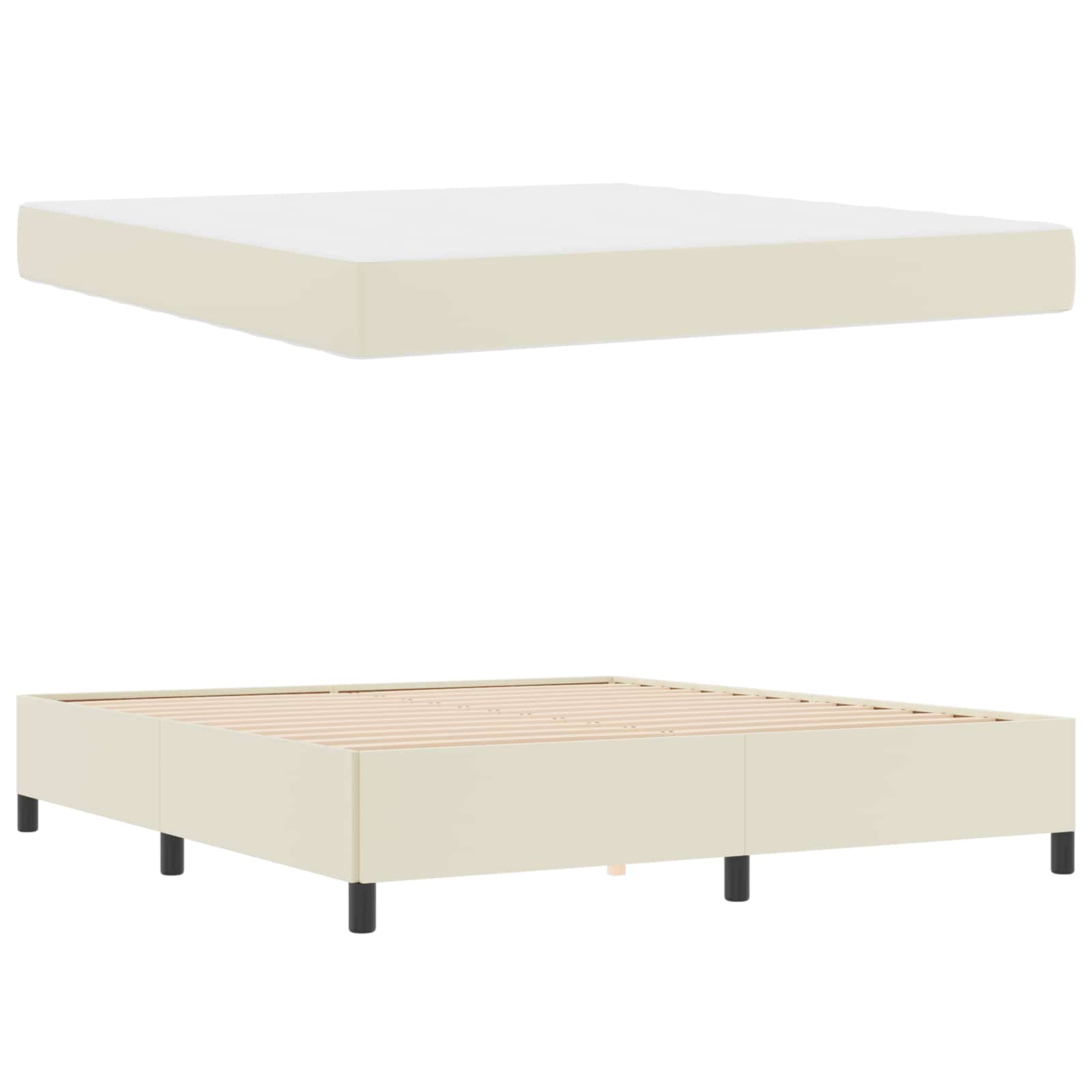 Bedframe met matras Crème 180 x 200 cm Stof