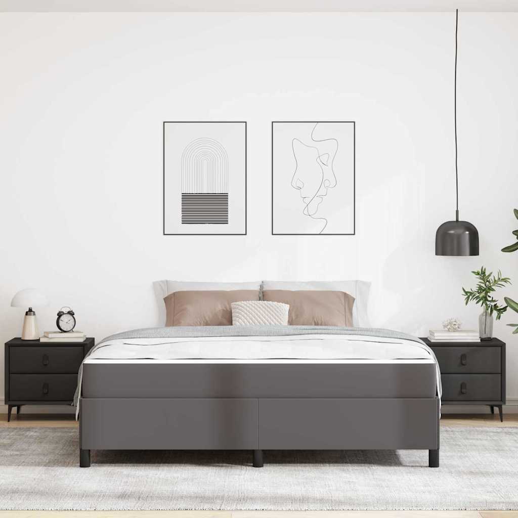 Bedframe met matras Grijs 180 x 200 cm Kunstleer