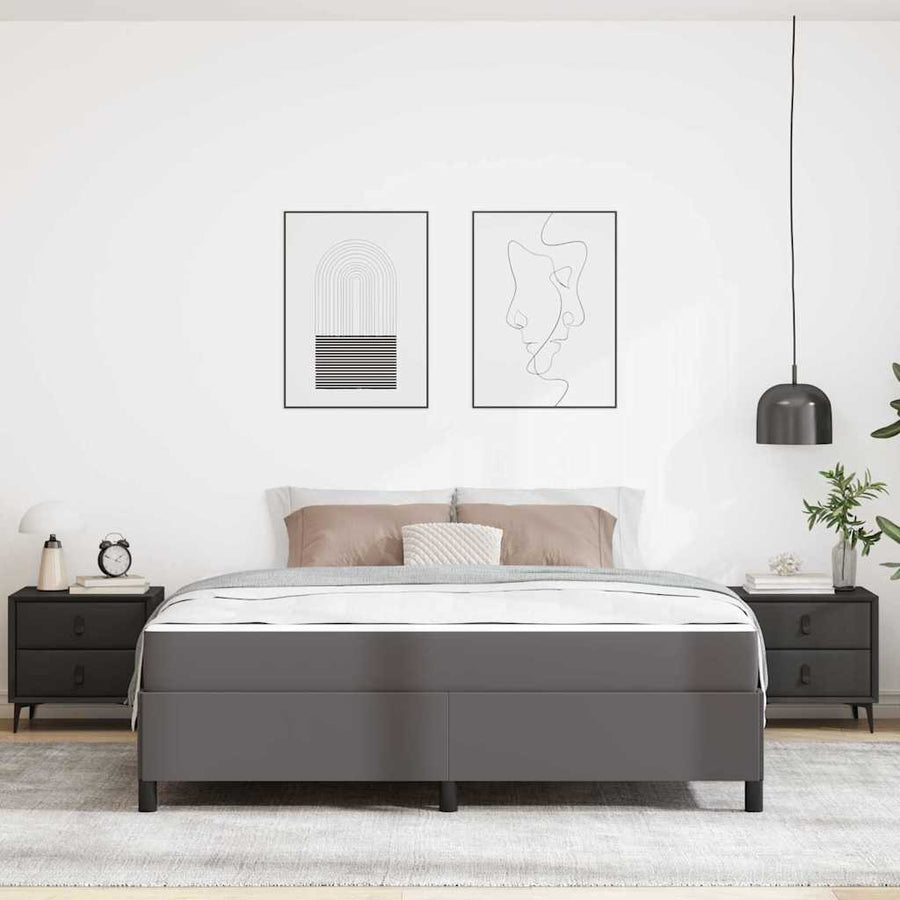 Bedframe met matras Grijs 180 x 200 cm Kunstleer