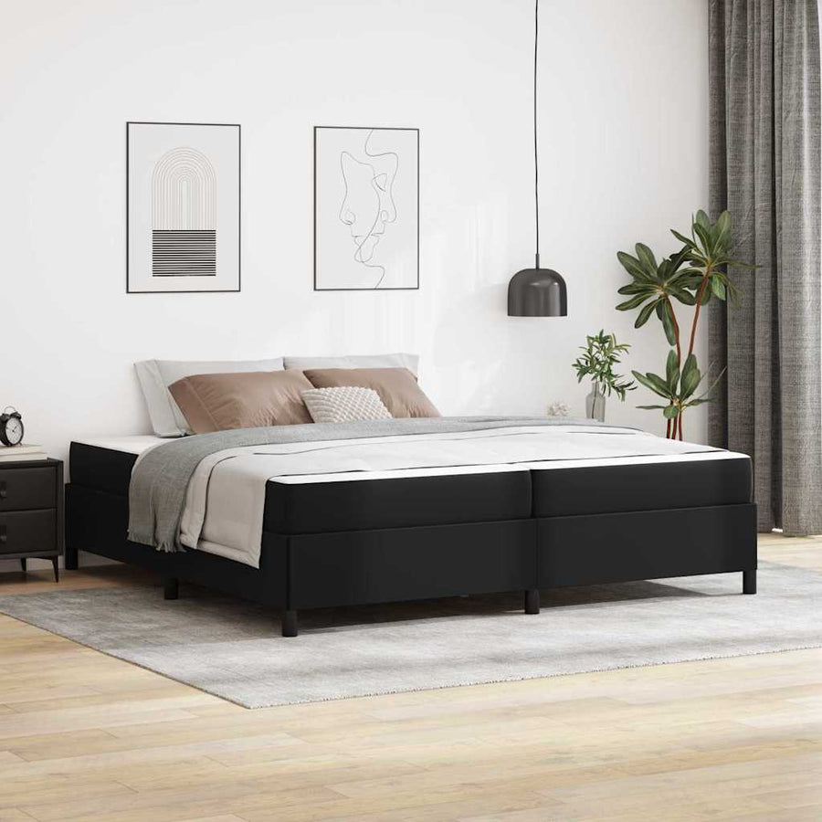Bedframe met matras Zwart 200 x 200 cm Kunstleer