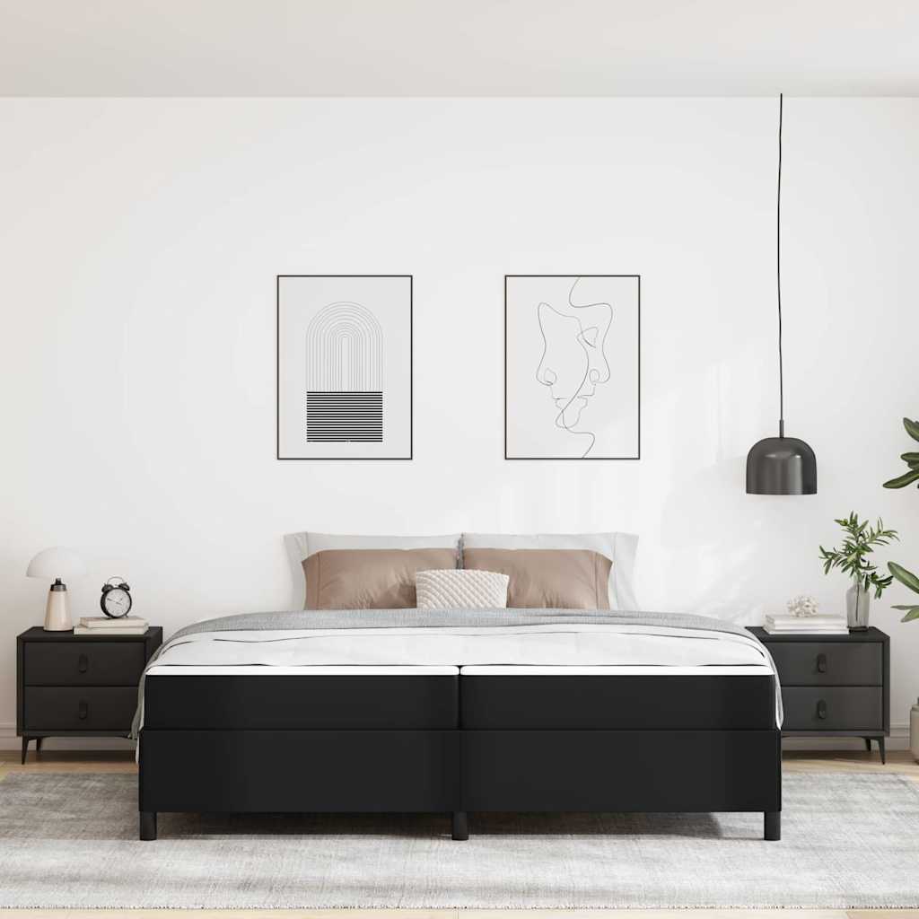 Bedframe met matras Zwart 200 x 200 cm Kunstleer