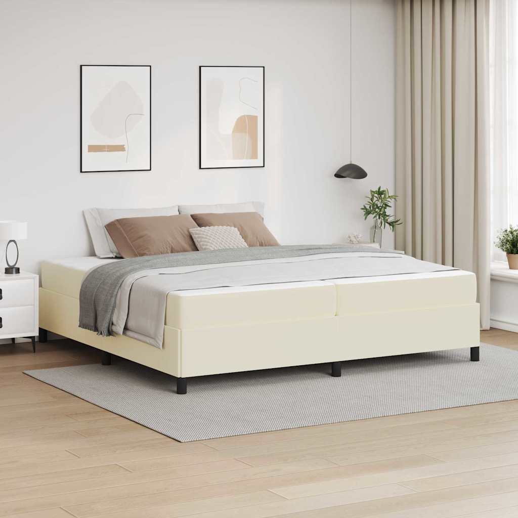 Bedframe met matras Crème 200 x 200 cm Stof
